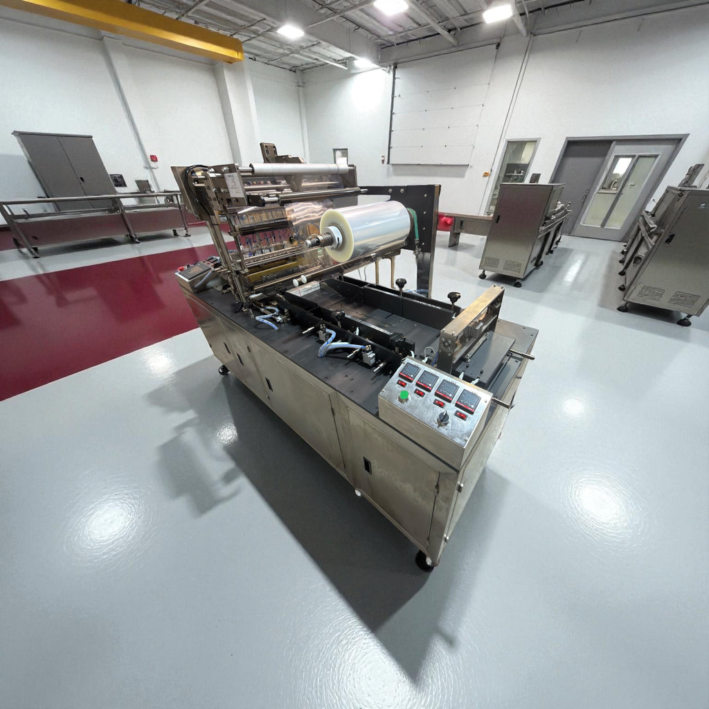 Nowa Celofaniarka kopertowa do pakowania zbiorczego (sztangi, dziesiątki)+ Podajnik. Foliarka do papierosów, gilz, kosmetyków